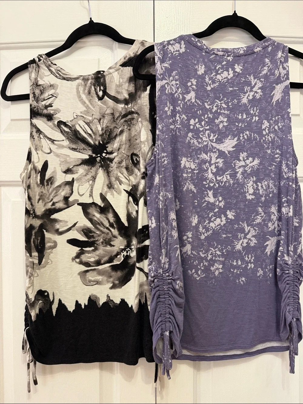 Simply Vera Vera Wang Purple & black Floral Side-Ruched Tank Top bundle